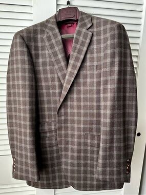 EUC Brown Wool Windowpane 38R